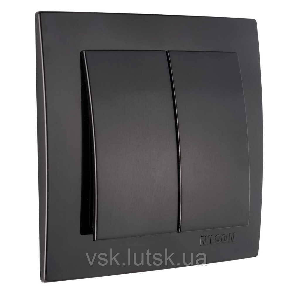 Вимикач Nilson Touran чорний мат 2кл (12шт) (24381003), фото 1