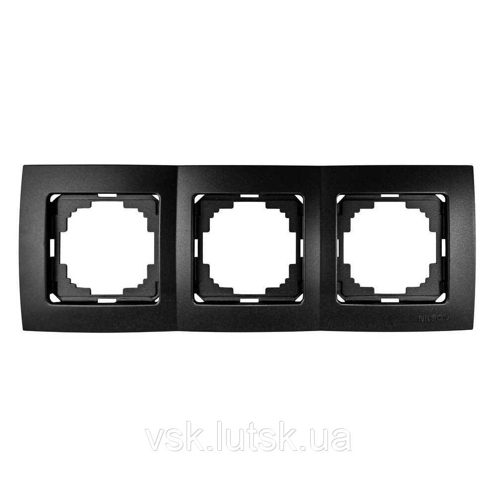 Рамка Nilson Touran чорний мат 3на універс. (12шт) (24380093), фото 1