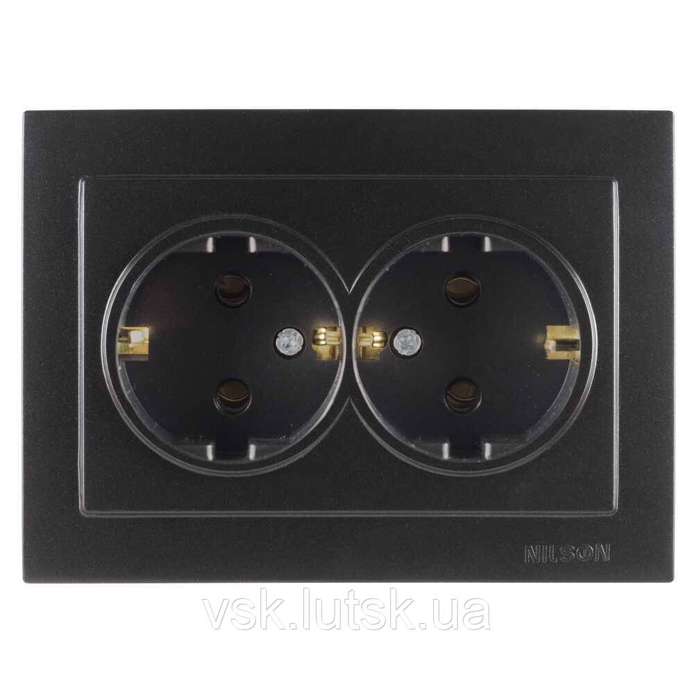 Розетка Nilson Touran чорна мат 2на з/з (7шт) (24381025), фото 1