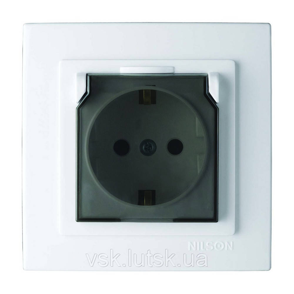 Розетка Nilson Touran біла 1на з/з з криш. (10шт) (24111018), фото 1