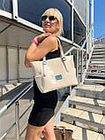 Велика жіноча сумка біла містка жіноча сумка через плече під крокодил модна з екошкіри А4, фото 2