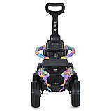 Дитячий електромобіль каталка-толокар 2в1 Bambi Racer M 5732 з батьківською ручкою Блакитний, фото 5
