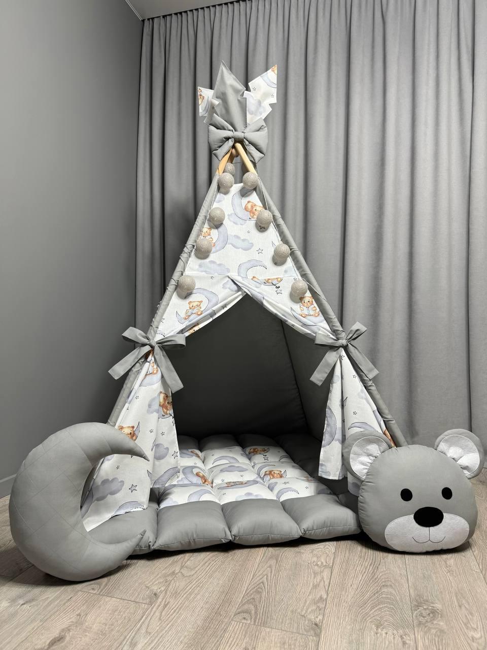 Вігвам для дітей Ведмежа на місяці 5 БОНБОН Повний комплект, вігвам для хлопчика, дитяча палатка, вігвам для дівчинки, вігвам - фото 1 - id-p1869341886