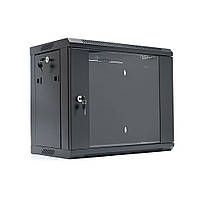 Шафа Merlion 9U, 600*350*500 (Ш*Г*В) мм загартоване скло, чорна, сталь 1,2мм, із замком (у розібраному от