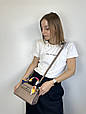 Сумка модна з ручкою 22см срібляста фурнітура А25-0354 Бежева, фото 2