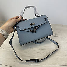 Сумка модна з ручкою 22см срібляста фурнітура А25-0354 Блакитна