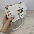 Сумка клатч застібка з пташками фурнітура золота А04-0281 Біла, фото 5