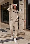 Сірий трикотажний жіночий демісезонний костюм двійка з худи зі штанами, фото 5