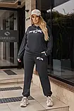 Сірий трикотажний жіночий демісезонний костюм двійка з худи зі штанами, фото 7