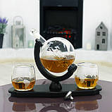 Набір для віскі Подорожі Світом графін 850 мл та 2 склянки 300 мл, фото 7