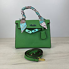 Сумка стильна з ручкою 25см золота фурнітура А25-1727 Зелена