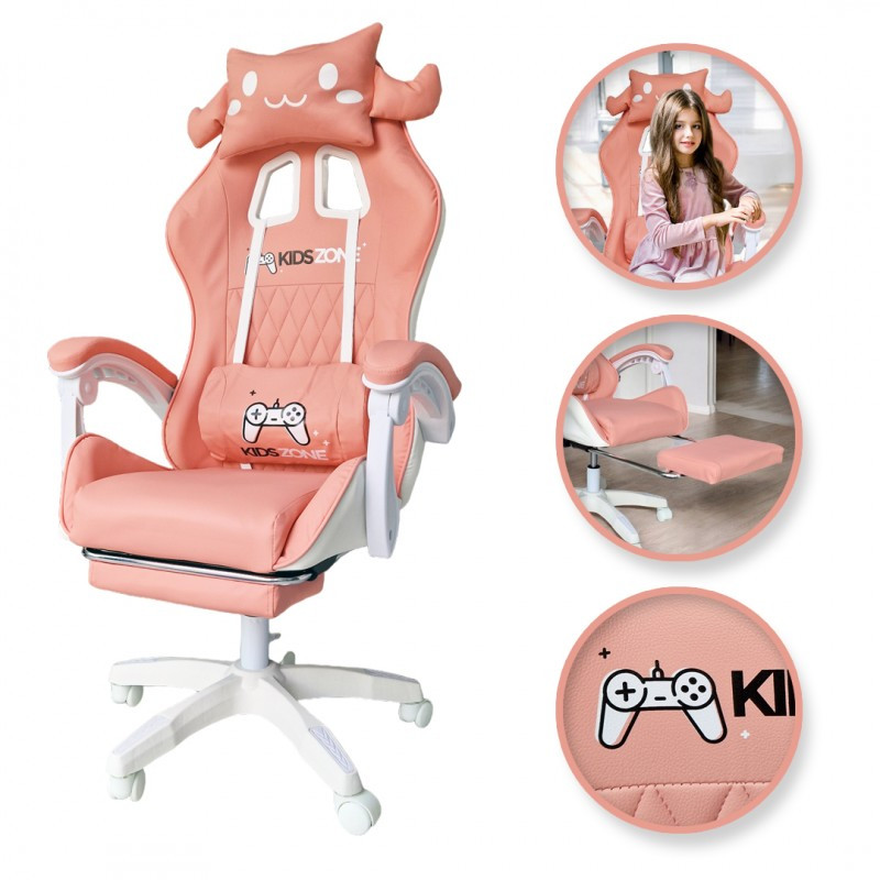 Обертове ігрове крісло Bunny Gamer з підставкою для ніг KIDS ZONE KO27R