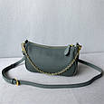Шкіряний клатч багет з ланцюжком С04-КТ-4289 Зелена, фото 5