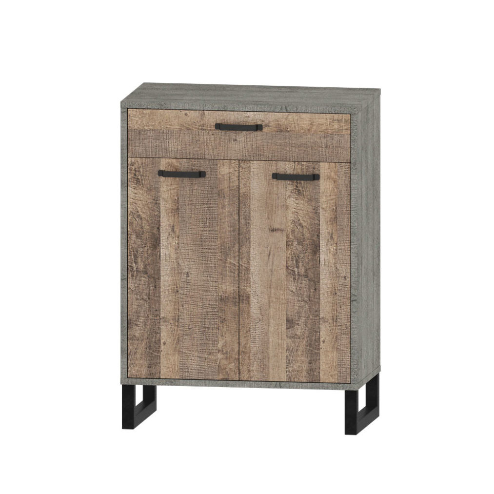 Сучасний високий комод тумба 2Д1Ш для взуття лофт 80 см на металевих ніжках у передпокій коридор Барі Сокме