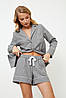 Стильна фланелева жіноча піжама з шортами Aruelle Clara Pajama short L, фото 4