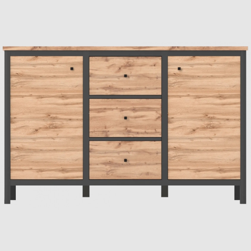 Комод у вітальню Гербор Чос KOM2D3S Дуб Тахо + Чорний (GRB-1167) \