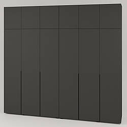 Велика шестидверна шафа 6д 270см для одягу в спальню під стелю 240см Сан Маріно графіт з довгими ручками