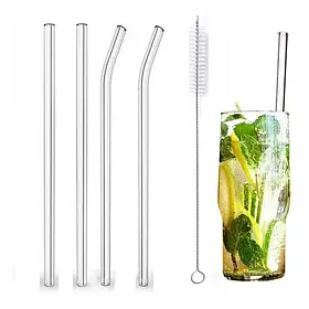 Набір скляних трубочок для напоїв (діаметр 8 мм) з очищувачем у комплекті