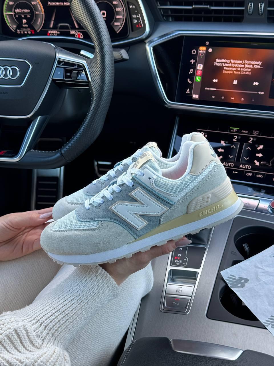 Жіночі замшеві кросівки New Balance 574 Gray Yellow, кеди жіночі 1924 біленс сірі замші 37