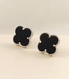 Срібні сережки "Клевер" з оніксом (Арт.22811494334), фото 3