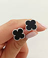 Срібні сережки "Клевер" з оніксом (Арт.22811494334), фото 4