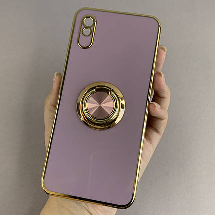 Чохол для Xiaomi Redmi 9A глянцевий чохол з кільцем тримачем на телефон сяомі редмі 9а чорничний l7h, фото 1