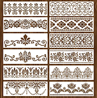 Універсальні смужки трафарети для тортів або трафарети для стіни, малювання, декору та іншого 12 шт.