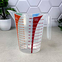 Пластиковий мірний кухоль на 1 л з градацією, мірна тара Алеана.