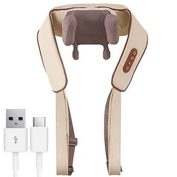 Масажер для шиї з підігрівом, 3 режими, від USB, XL-653 / Електромасажер / Ударний масажер для спини