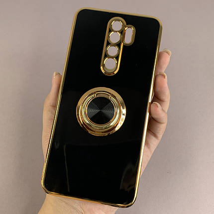 Чохол для Xiaomi Redmi Note 8 Pro глянсовий чохол з кільцем тримачем на сяомі редмі нот 8 про чорний l7h, фото 1