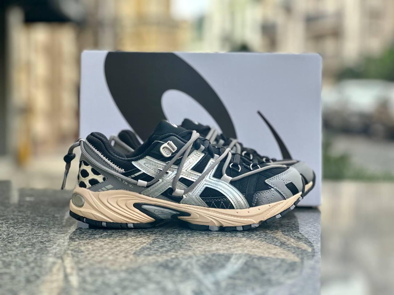 Чоловічі кросівки Asics Gel-Kahana Tr v2 Grey Black Silver (Чорні) Взуття Асикс Гель Кахана текстиль сітка шкіра демісезон