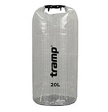 Гермомішок Tramp 20 літрів прозорий армований з посиленим дном