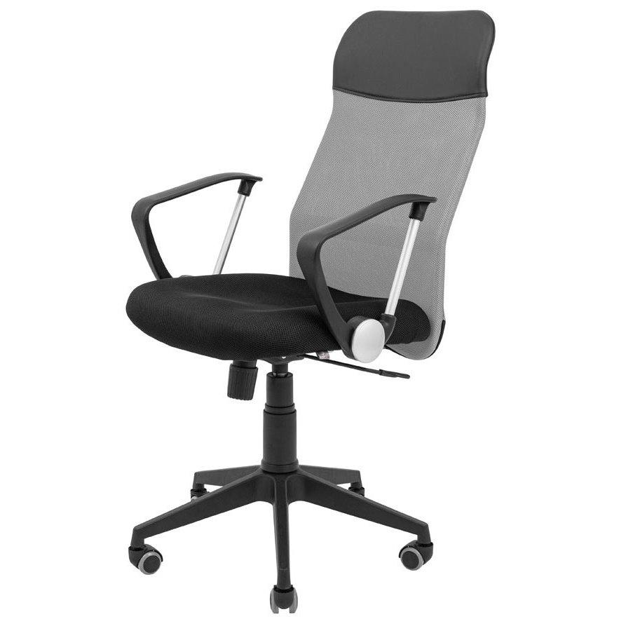 Офісне крісло із сітковою спинкою сірого кольору, сидіння чорне хрестовина пластикова Ультра Ю Ultra U Richman, фото 1