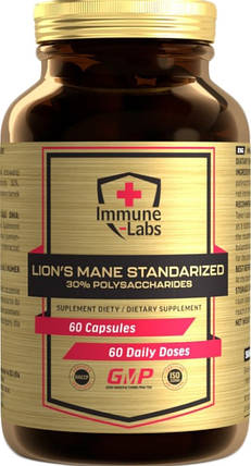 Їжовик гребінчастий Immune Labs Lion's Mane 30% 500 mg 60 капсул, фото 1