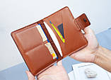 Портмоне для документів чоловіче шкіряне світло-коричневе з тисненням Плин Часу | для автодокументві, паспорта, військового, фото 4
