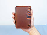 Портмоне для документів чоловіче шкіряне світло-коричневе з тисненням Плин Часу | для автодокументві, паспорта, військового, фото 2