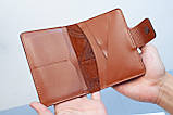 Портмоне для документів чоловіче шкіряне світло-коричневе з тисненням Плин Часу | для автодокументві, паспорта, військового, фото 5