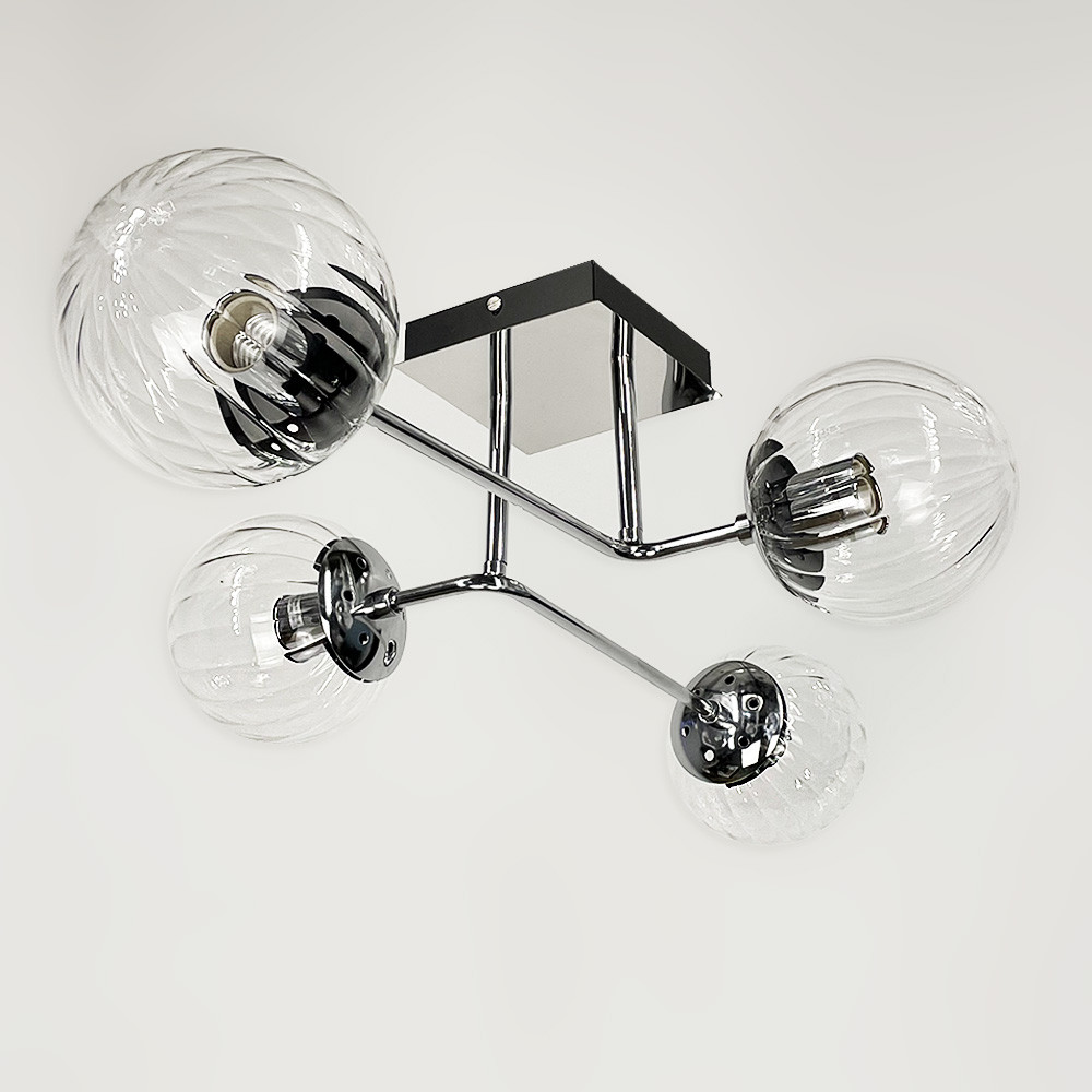 Стельова люстра з гранованим скляним плафоном 2693/4 CH+CL, фото 1