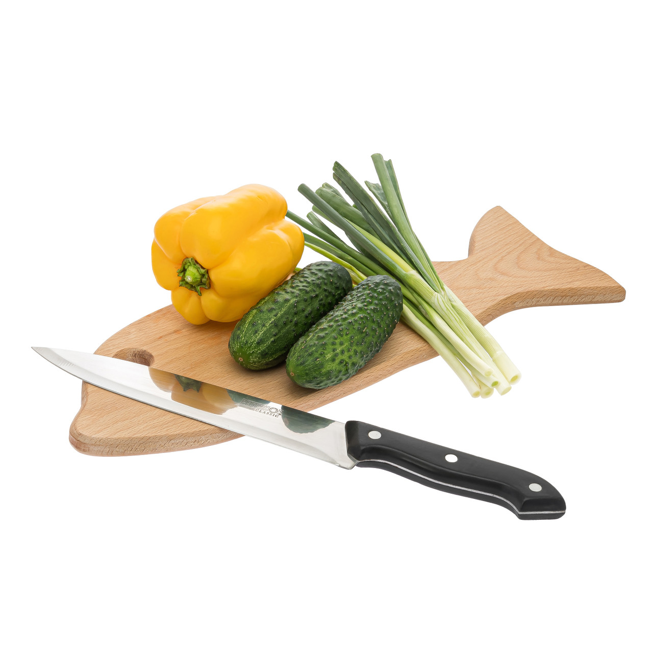 Дошка кухонна обробна дерев'яна з бука у формі риби 40х13 см