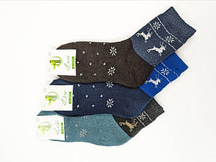 Жіночі термо шкарпетки махрові Житомир Люкс з оленями та сніжинками 36-40 мікс кольорів 12 пар/уп