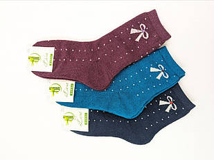 Жіночі термо шкарпетки махрові Житомир Люкс бантик 36-40 мікс кольорів 12 пар/уп