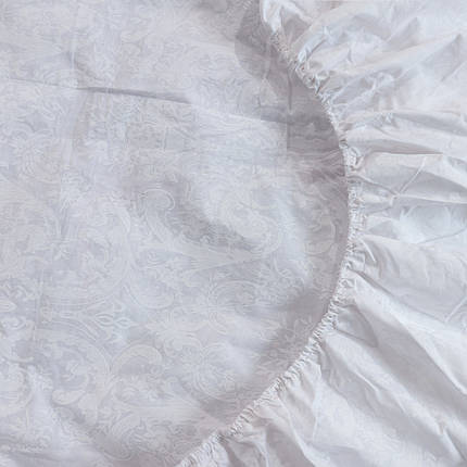 Натяжне двоспальне простирадло бязь на гумці (120*200*25) міцне  біле напилення, фото 2