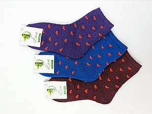 Жіночі термо шкарпетки махрові Житомир Люкс сердечки 36-40 мікс кольорів 12 пар/уп