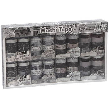 Упаковка декоративного паперового скотчу 2 м з малюнком для декору XM-JD2645B Упаковка 8 наборів