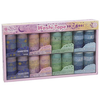 Упаковка декоративного паперового скотчу 2 м з малюнком для декору XM-JD2645А Упаковка 8 наборів