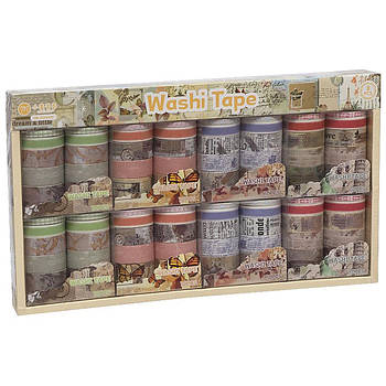 Упаковка декоративного паперового скотчу 2 м з малюнком для декору XM-JD2645F Упаковка 8 наборів