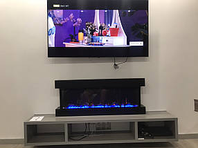 Настінний декоративний електрокамін обігрівач з пультом для дому Aflamo Modena Чорний 127 см, фото 3