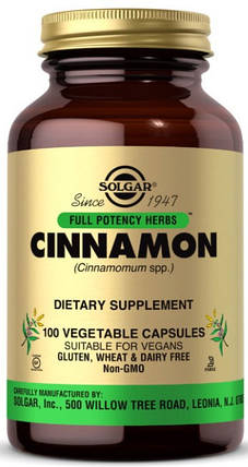 Екстракт кориці Solgar Cinnamon 100 veg caps, фото 1