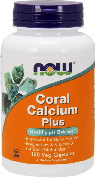 Кораловий кальцій NOW Foods Coral Calcium Plus 100 капсул, фото 1