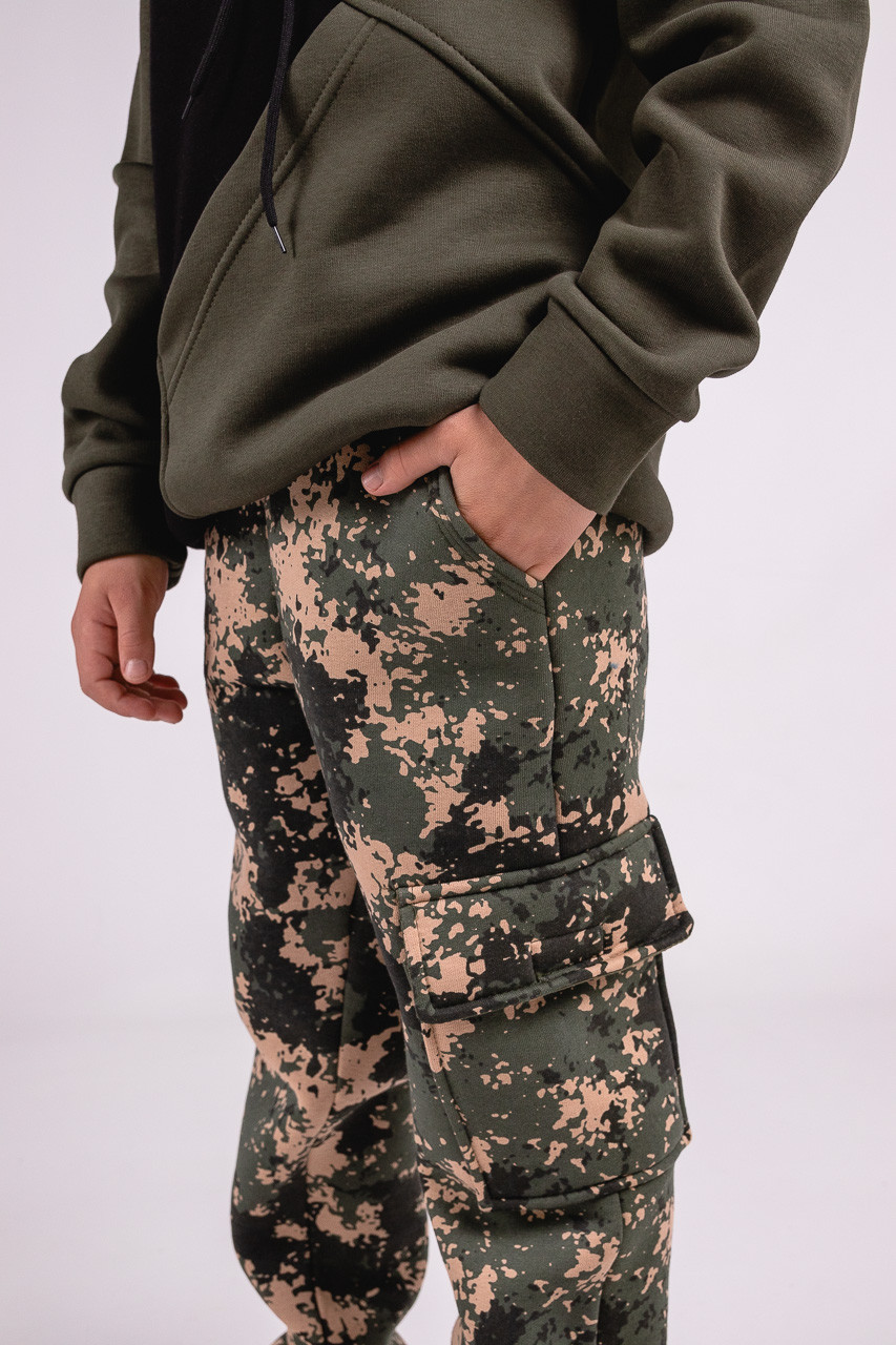 Дитячі спортивні штани Мілітарі з накладеною кишенею для хлопчика тринитка, фото 1